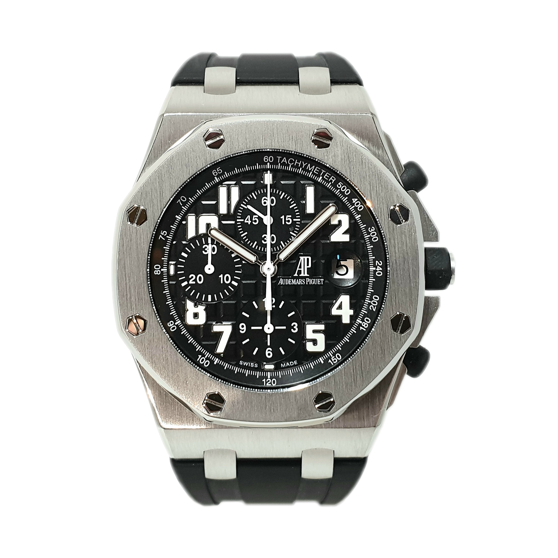 AudemarsPiguet_RoyalOakOffshore_Chronograph_BlackTheme_(Steel-42mm)_Front
